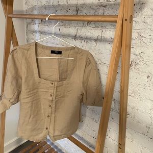 Able neutral linen crop top